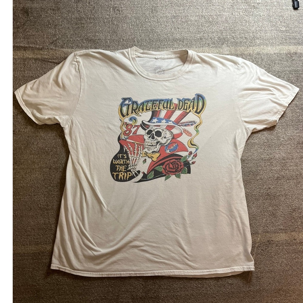 Grateful Dead Its Worth The Trip Graphic T-Shirt White XL Festival Hippie